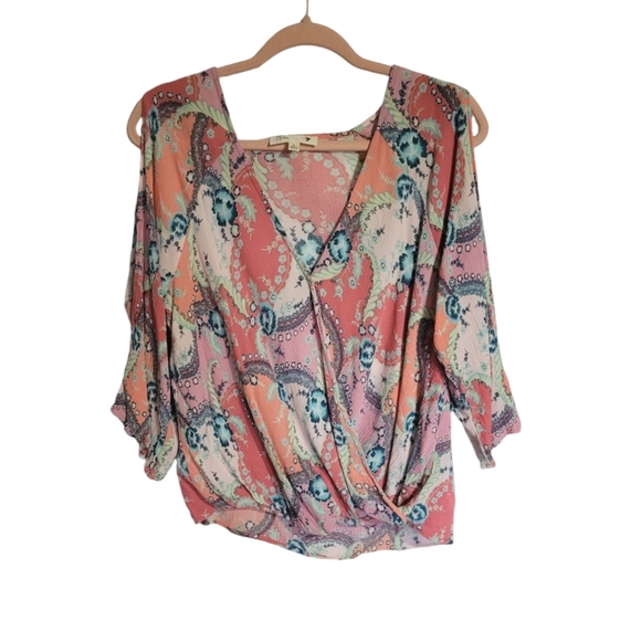 Maven Cold Shoulder Wrap Blouse - Picture 1 of 5
